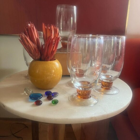 Denby Fire 16 Oz Footed Tumbler Set Of 4 Discontinued Orange - Picture 2 of 5